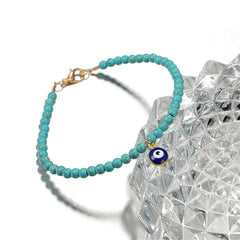 Turquoise & 18K Gold-Plated Beaded Anklet