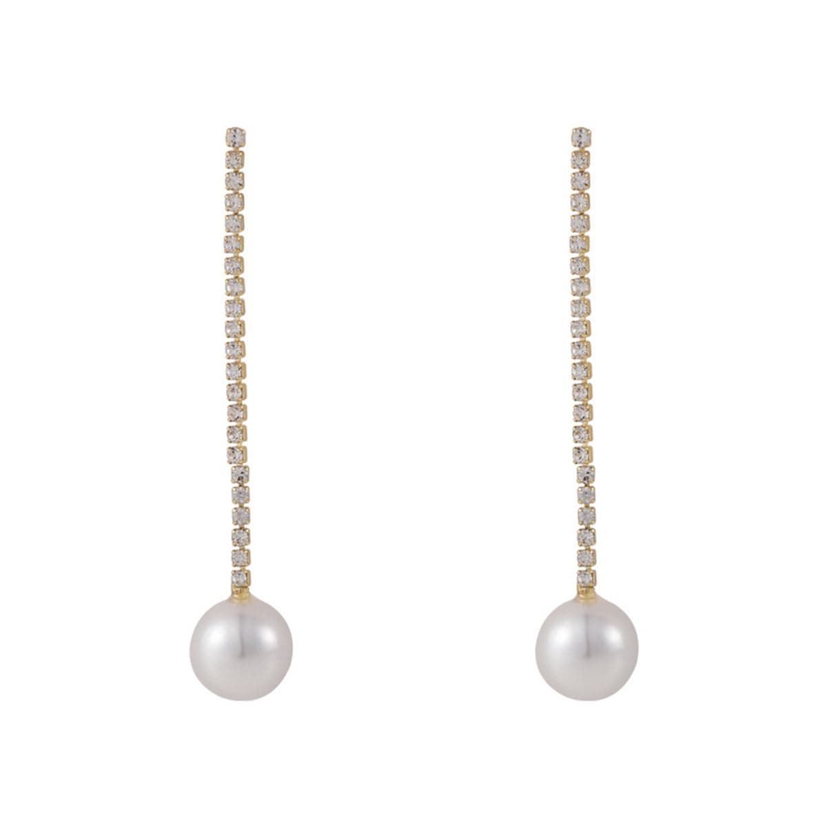 Cubic Zirconia & Pearl Linear Drop Earrings