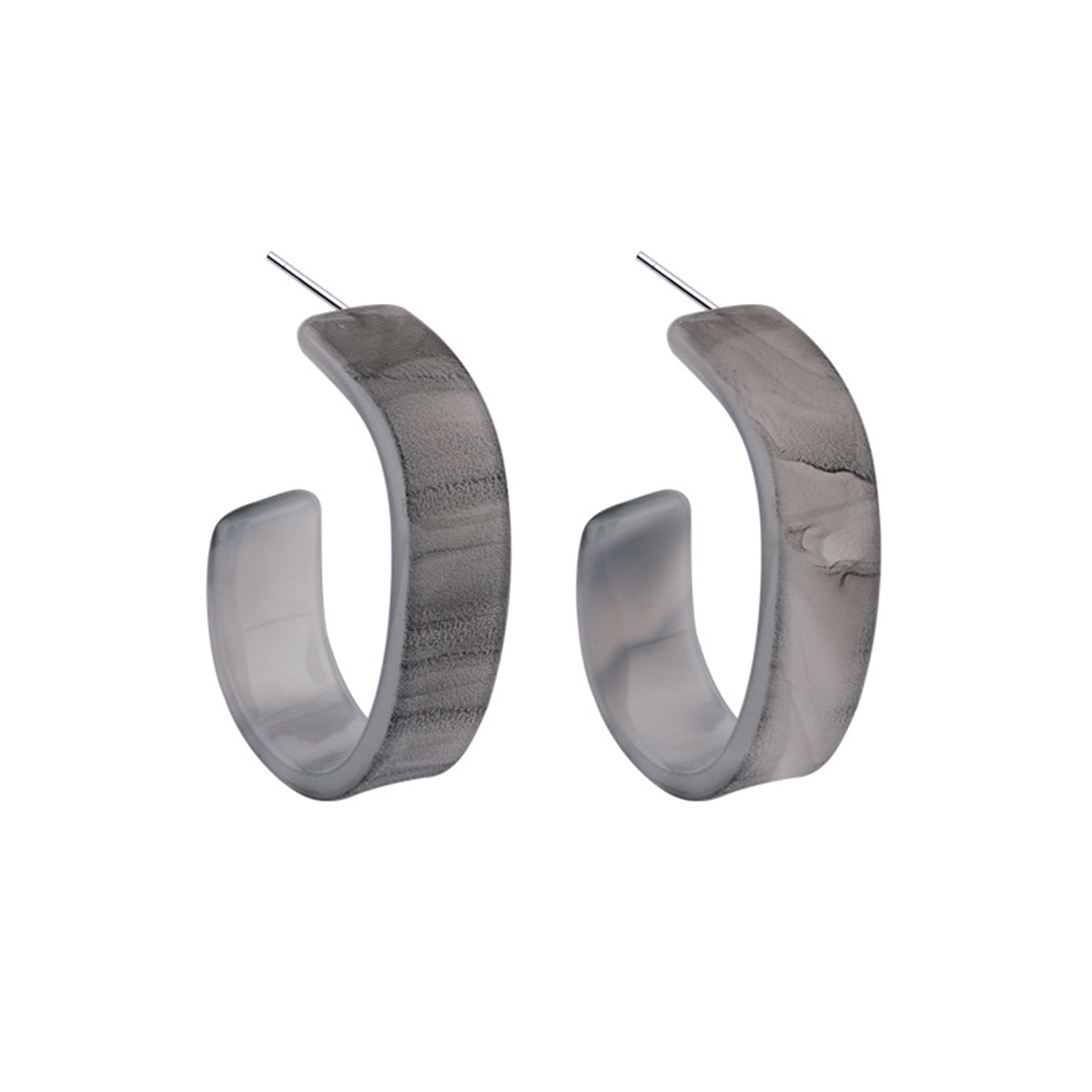 Marble Acrylic & Silver-Plated Huggie Earrings