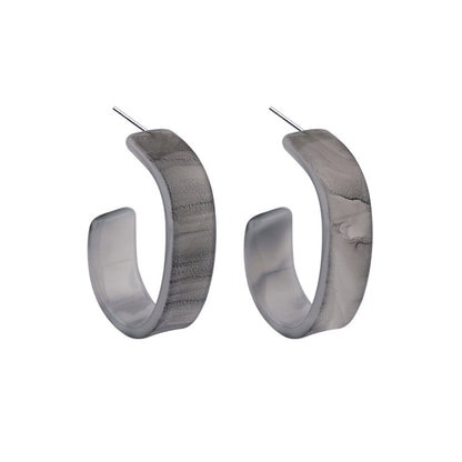 Marble Acrylic & Silver-Plated Huggie Earrings