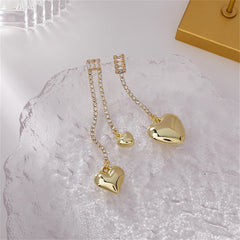 Cubic Zirconia & 18K Gold-Plated Asymmetric Heart Drop Earrings