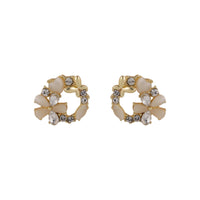 Cubic Zirconia & Crystal Cats Eye 18k Gold-Plated Flower Circle Stud Earrings