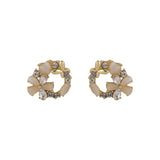 Cubic Zirconia & Crystal Cats Eye 18k Gold-Plated Flower Circle Stud Earrings