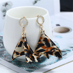 Brown Leopard Handkerchief Drop Earrings - streetregion