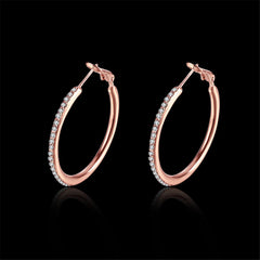 Cubic Zirconia & 18k Rose Gold-Plated Hoop Earrings - streetregion