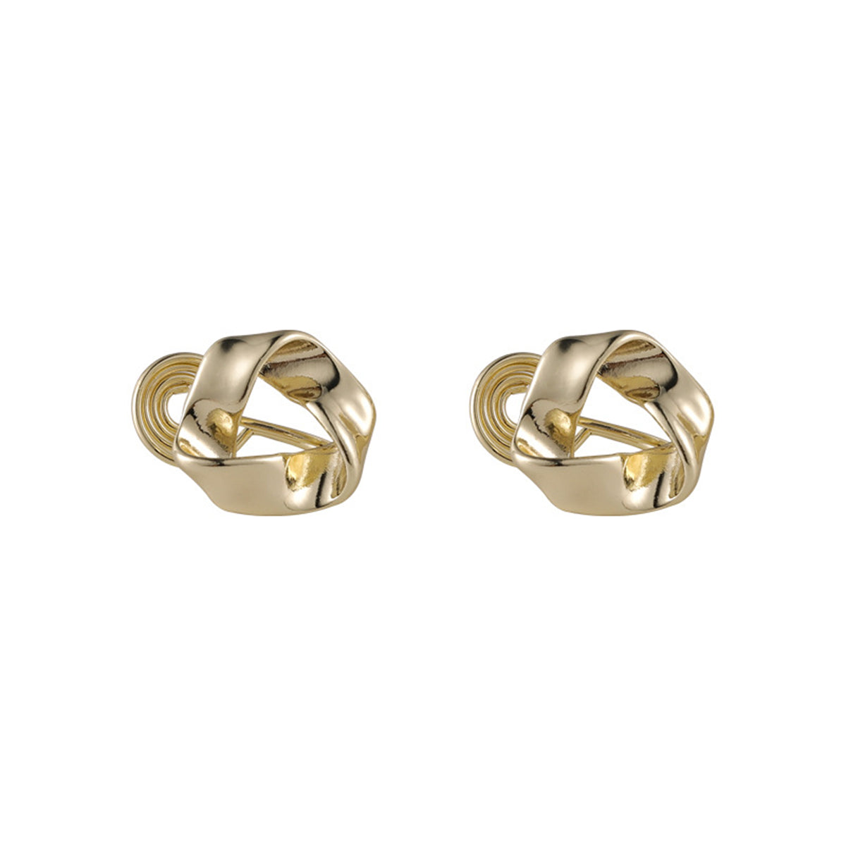 18K Gold-Plated Open-Twisted Ear Cuff, gold stud earrings for women, botanical inspired, front view
