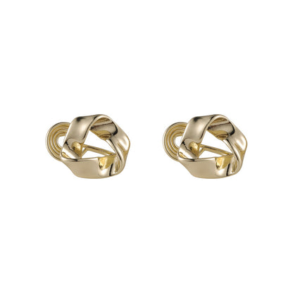18K Gold-Plated Open-Twisted Ear Cuff, gold stud earrings for women, botanical inspired, front view