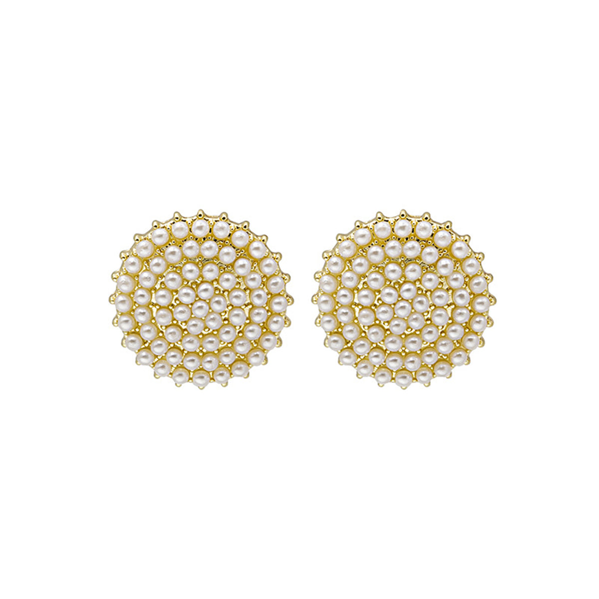 Pearl & 18K Gold-Plated Round Stud Earring