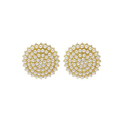 Pearl & 18K Gold-Plated Round Stud Earring