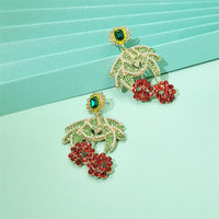 Green Cubic Zirconia & Imitation Pearl Botany Drop Earrings