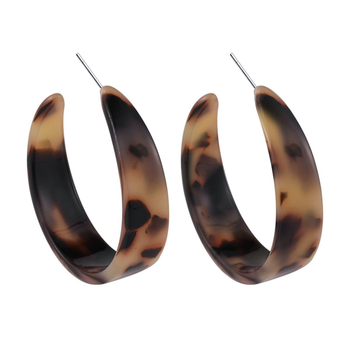 Brown & Beige Tortoise Hoop Earrings