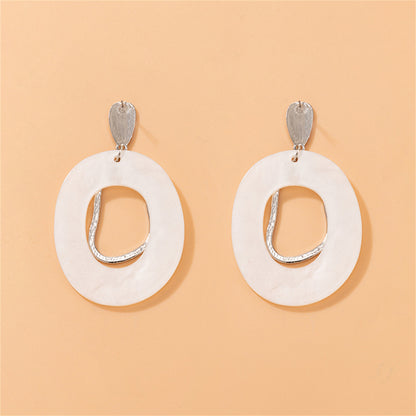 Ivory Acrylic and Silver-Plated Circular Dangle Earrings, silver drop earrings for women, vintage-inspired design, side view