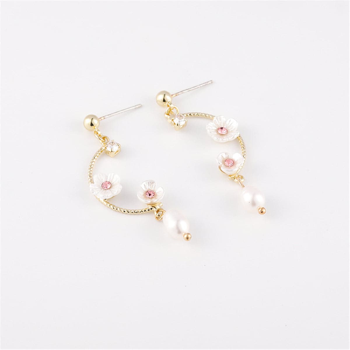 Pearl & Shell 18K Gold-Plated Floral Drop Earrings