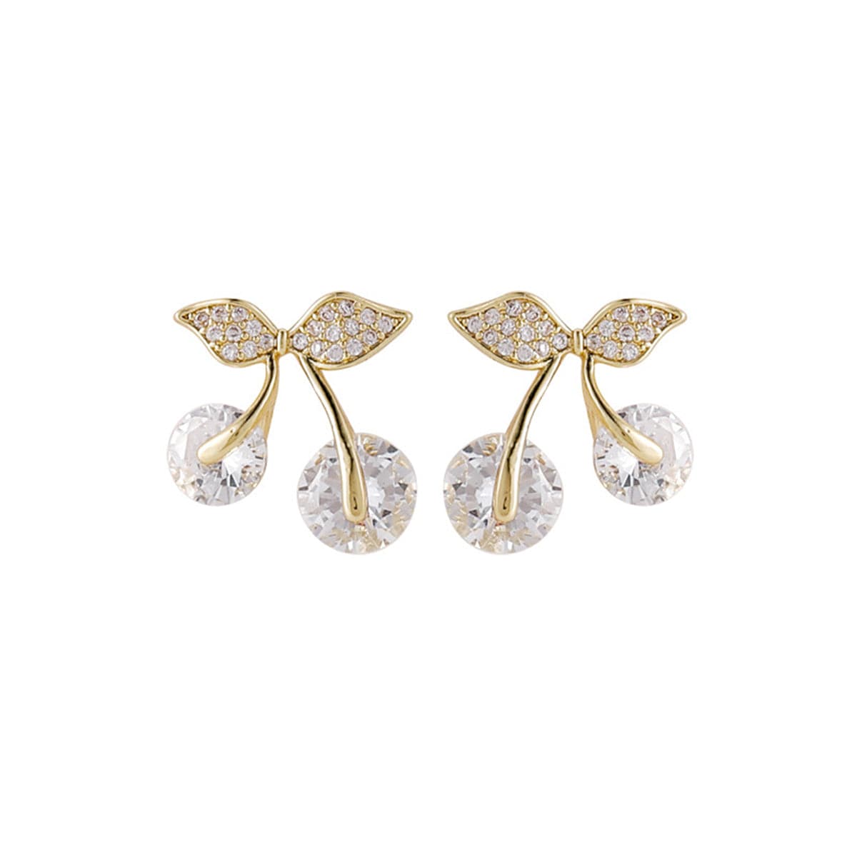 Cubic Zirconia & Crystal 18K Gold-Plated Cherry Stud Earrings