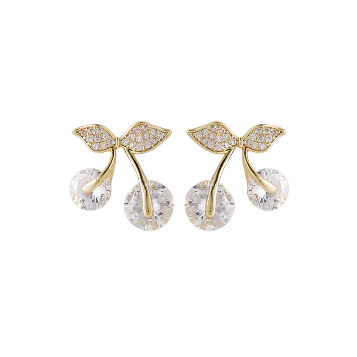 Cubic Zirconia & Crystal 18K Gold-Plated Cherry Stud Earrings