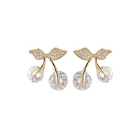 Cubic Zirconia & Crystal 18k Gold-Plated Cherry Stud Earrings
