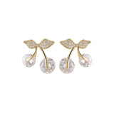 Cubic Zirconia & Crystal 18k Gold-Plated Cherry Stud Earrings