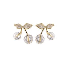 Cubic Zirconia & Crystal 18K Gold-Plated Cherry Stud Earrings