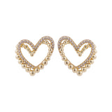 Cubic Zirconia & 18k Gold-Plated Interlocked Openwork Heart Stud Earrings