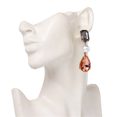 Red & Pink Crystal Drop Earrings
