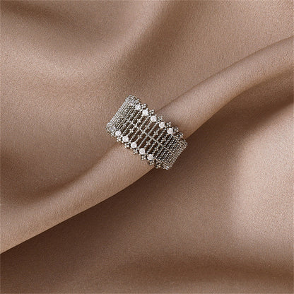 Cubic Zirconia and Silver-Plated Line Adjustable Ring, silver statement rings for women, elegant gift for her, styled look