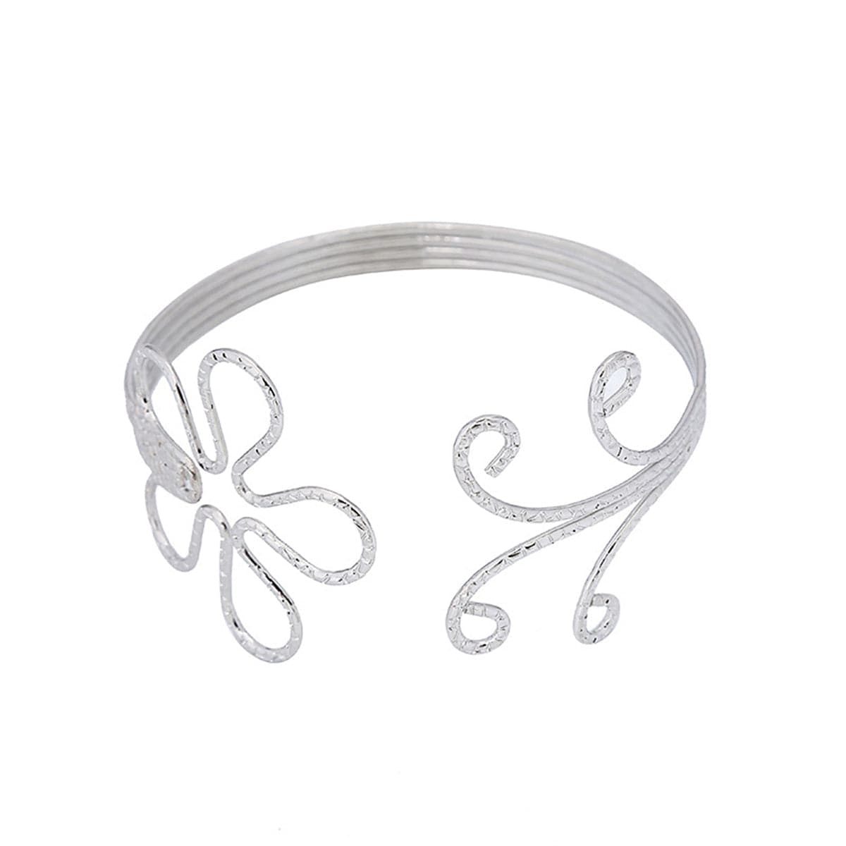 Silver-Plated Open Flower Arm Cuff