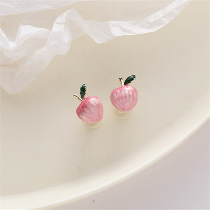 Pink & 18K Gold-Plated Peaches Stud Earrings