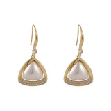 Pearl & Goldtone Open-Triangle Drop Earrings