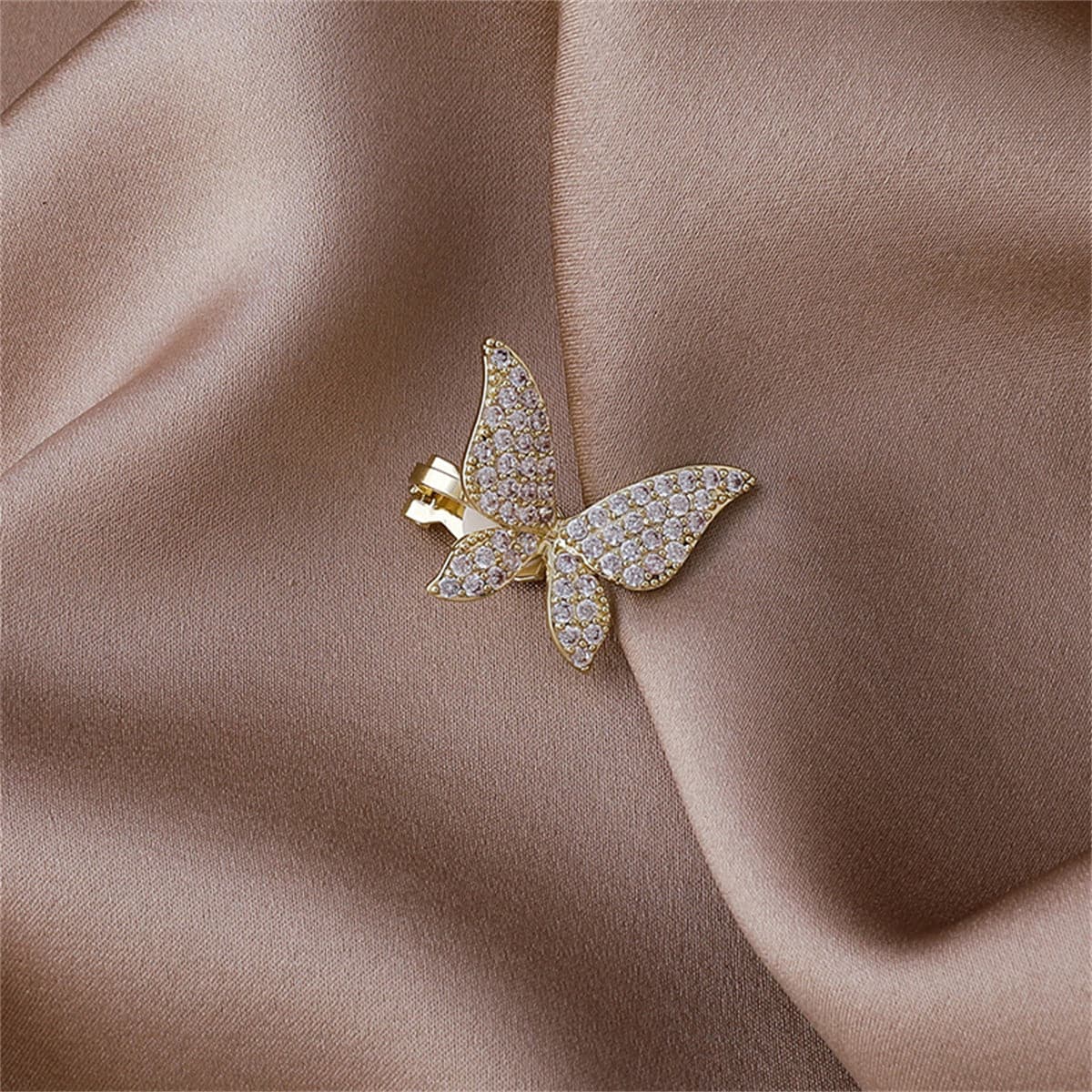 Cubic Zirconia & 18K Gold-Plated Butterfly Ear Cuffs