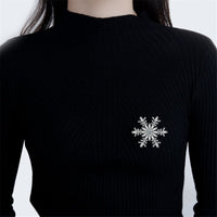 Cubic Zirconia & Silvertone Snowflake Brooch