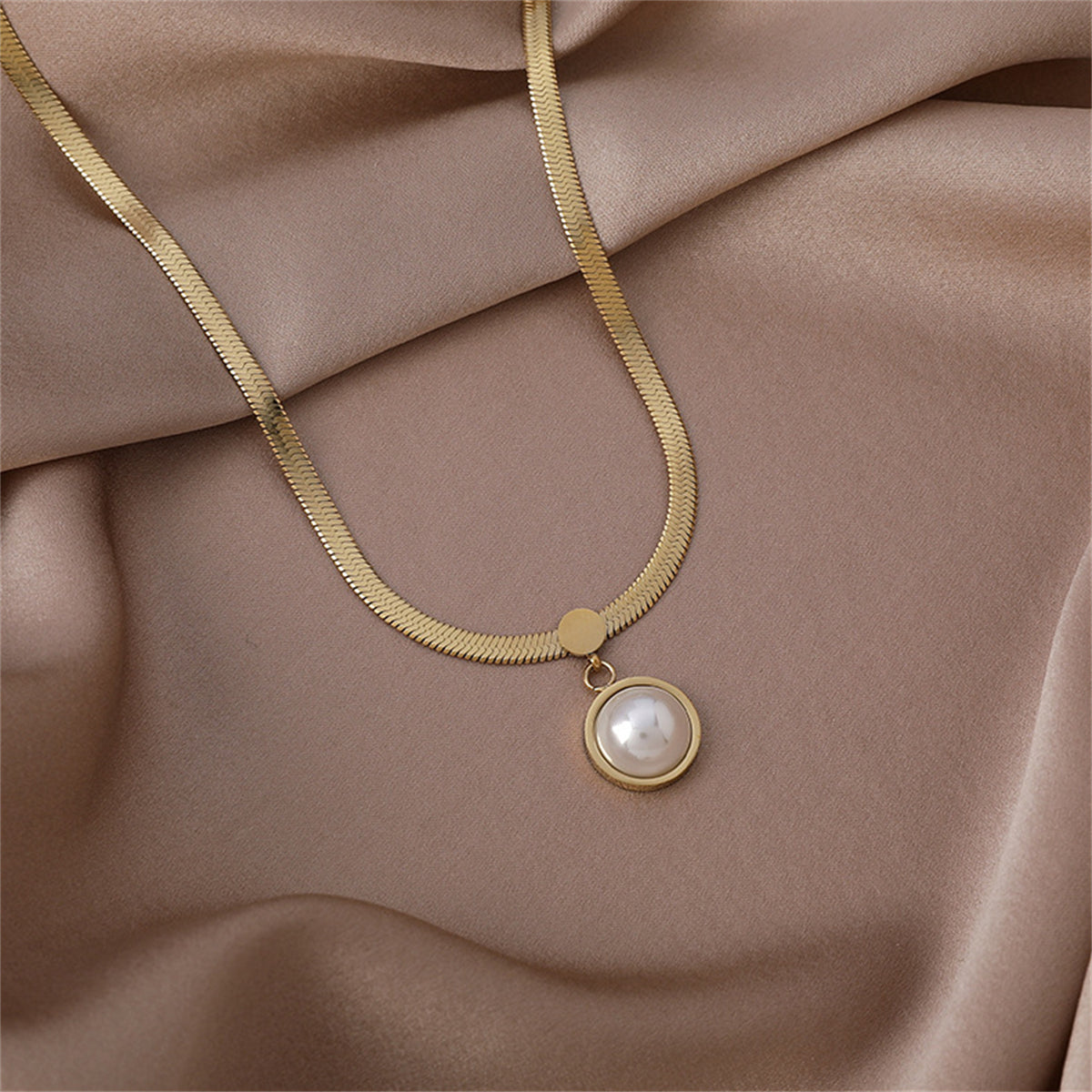 Pearl & 18K Gold-Plated Snake Chain Pendant Necklace