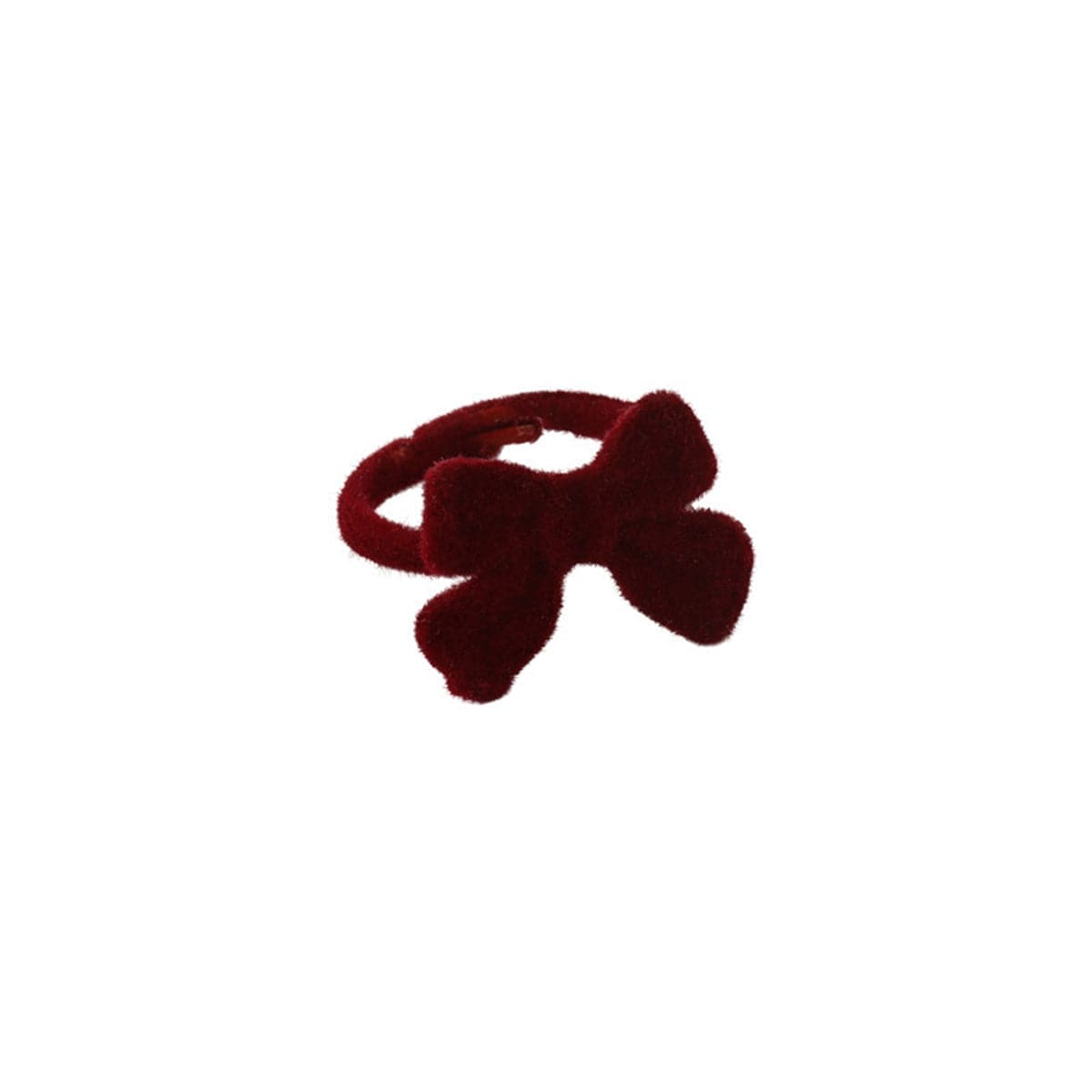 Burgundy Velvet Bow Adjustable Ring, statement rings for women, botanical inspired, front view