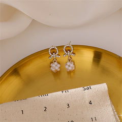 Pearl & Cubic Zirconia Pavé Cluster Drop Earrings
