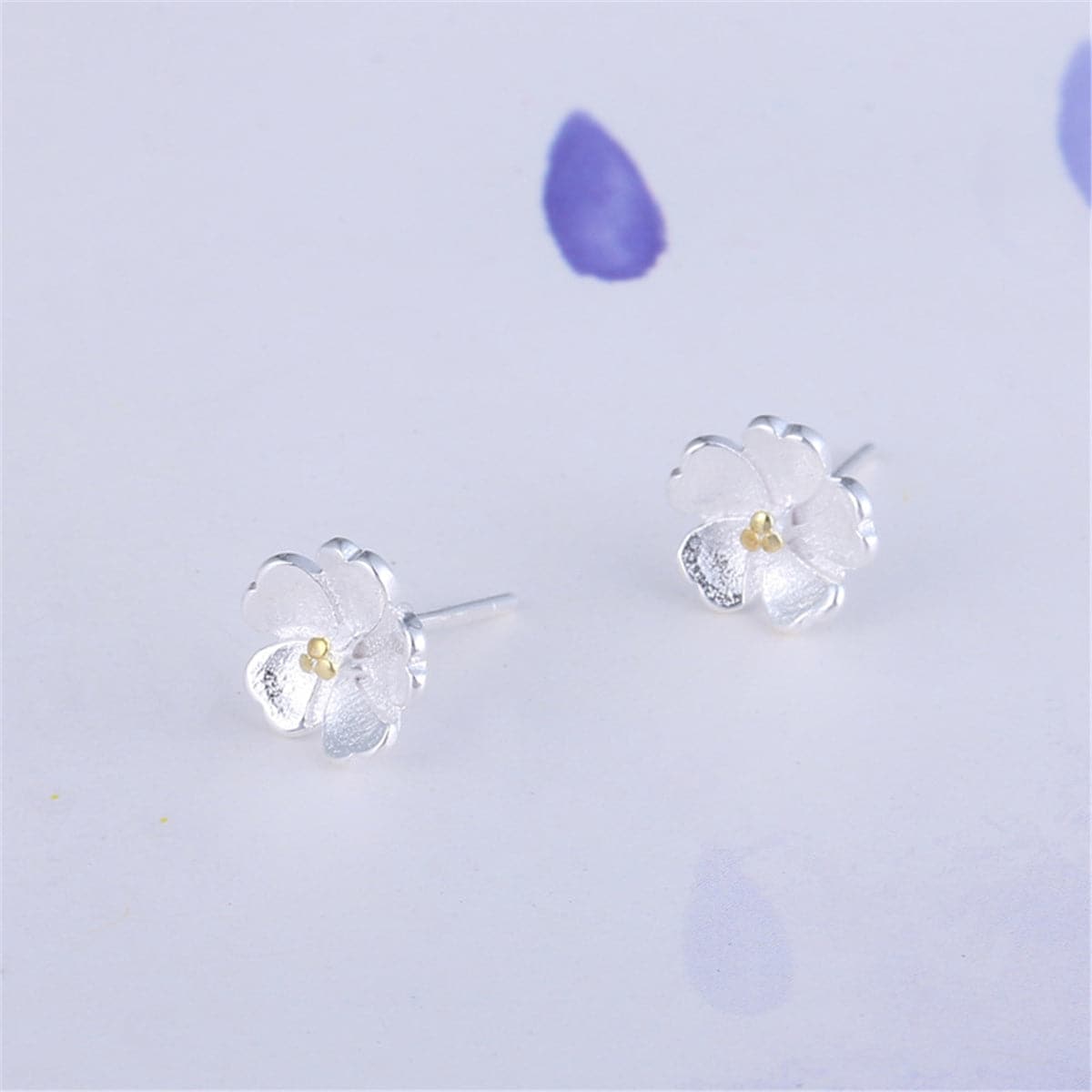 Two-Tone Sakura Floral Stud Earrings