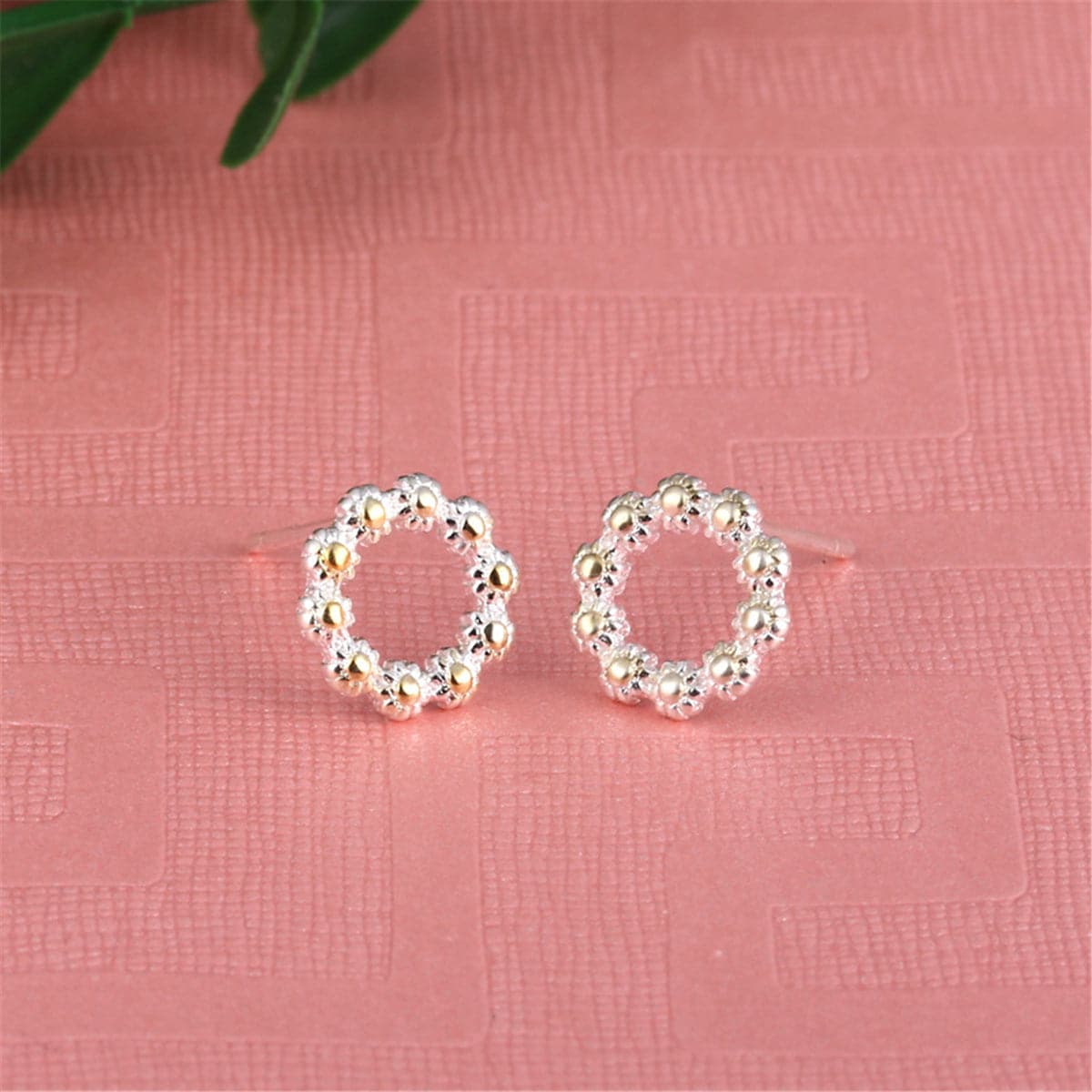 Two-Tone Sunflower Openwork Stud Earrings