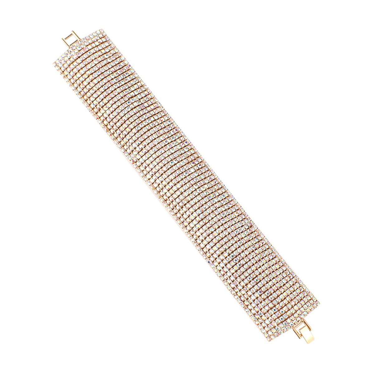 Cubic Zirconia and 18K Gold-Plated Layer Bracelet, gold bracelet for women, vintage-inspired design, side view