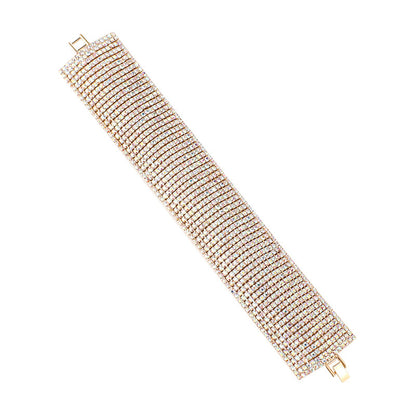 Cubic Zirconia and 18K Gold-Plated Layer Bracelet, gold bracelet for women, vintage-inspired design, side view