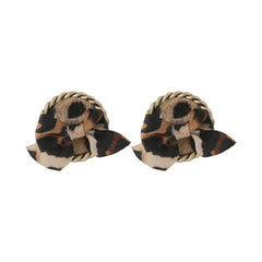 Polystyrene & Silk 18K Gold-Plated Leopard Print Round Stud Earrings