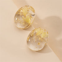 Yellow Floral & Silver-Plated Earrings