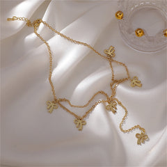 Beautiful 18K gold-plated choker necklace adorned with bows, a perfect blend of style and sentiment.