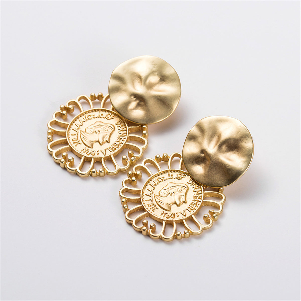 18K Gold-Plated Queen Coin Drop Earrings