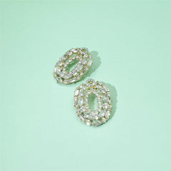White Cubic Zirconia & 18K Gold-Plated Ova Stud Earrings