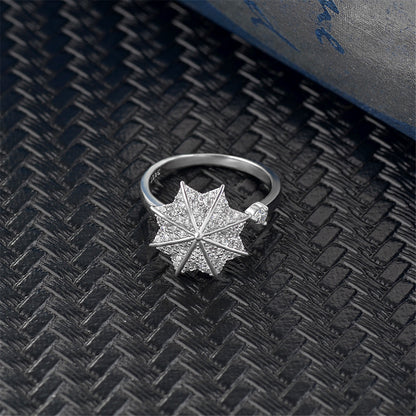 Cubic Zirconia and Silver-Plated Maple Leaf Bypass Ring, silver statement rings for women, lifestyle look