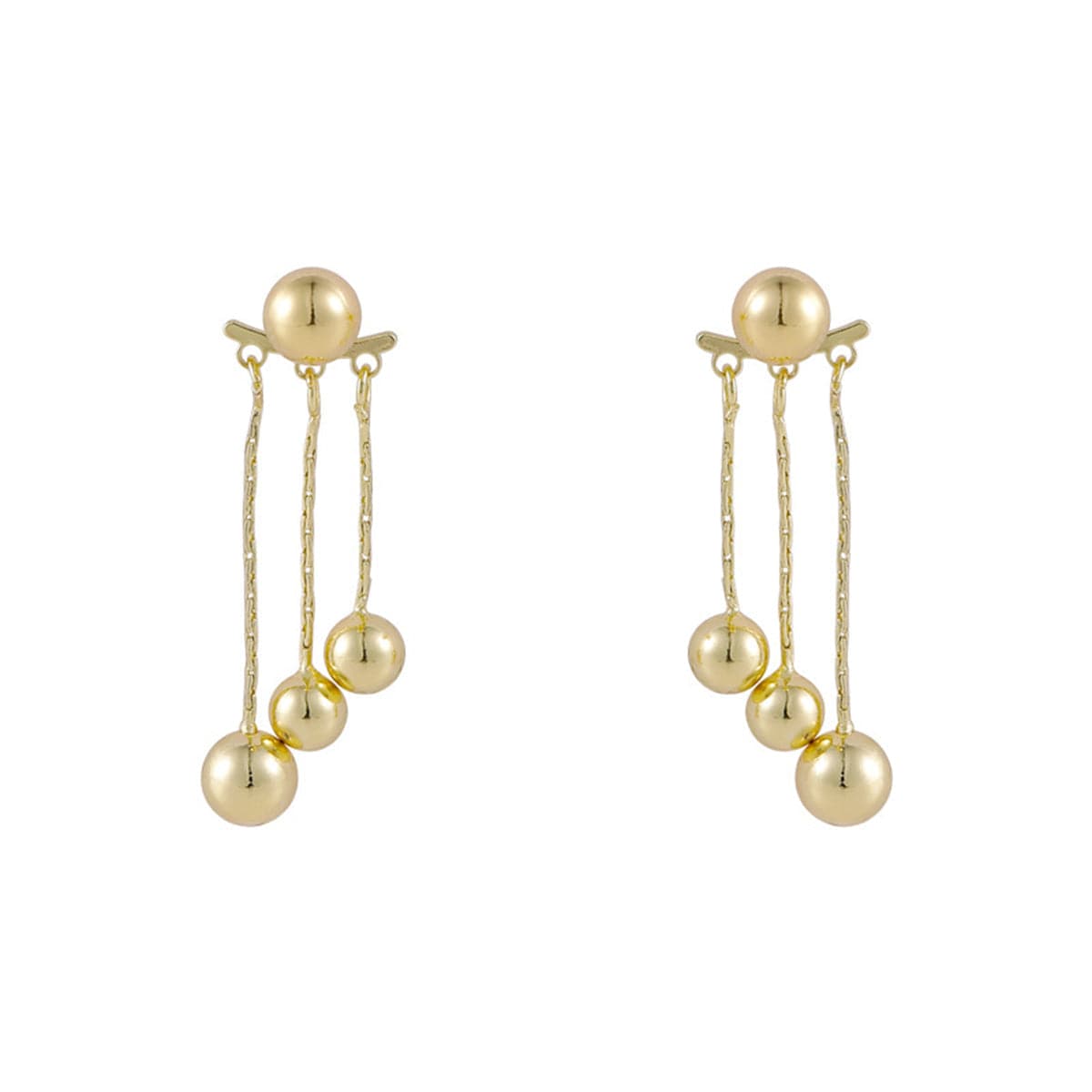 18K Gold-Plated Waterfall Ball Tassel Ear Jackets, gold drop earrings for women, botanical inspired, side view