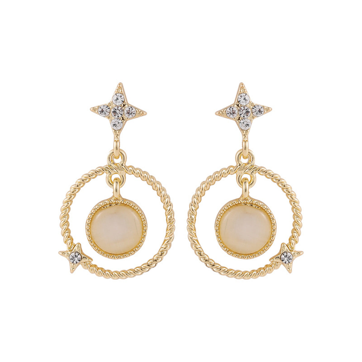 Cubic Zirconia & Cat's Eye Star Drop Earrings