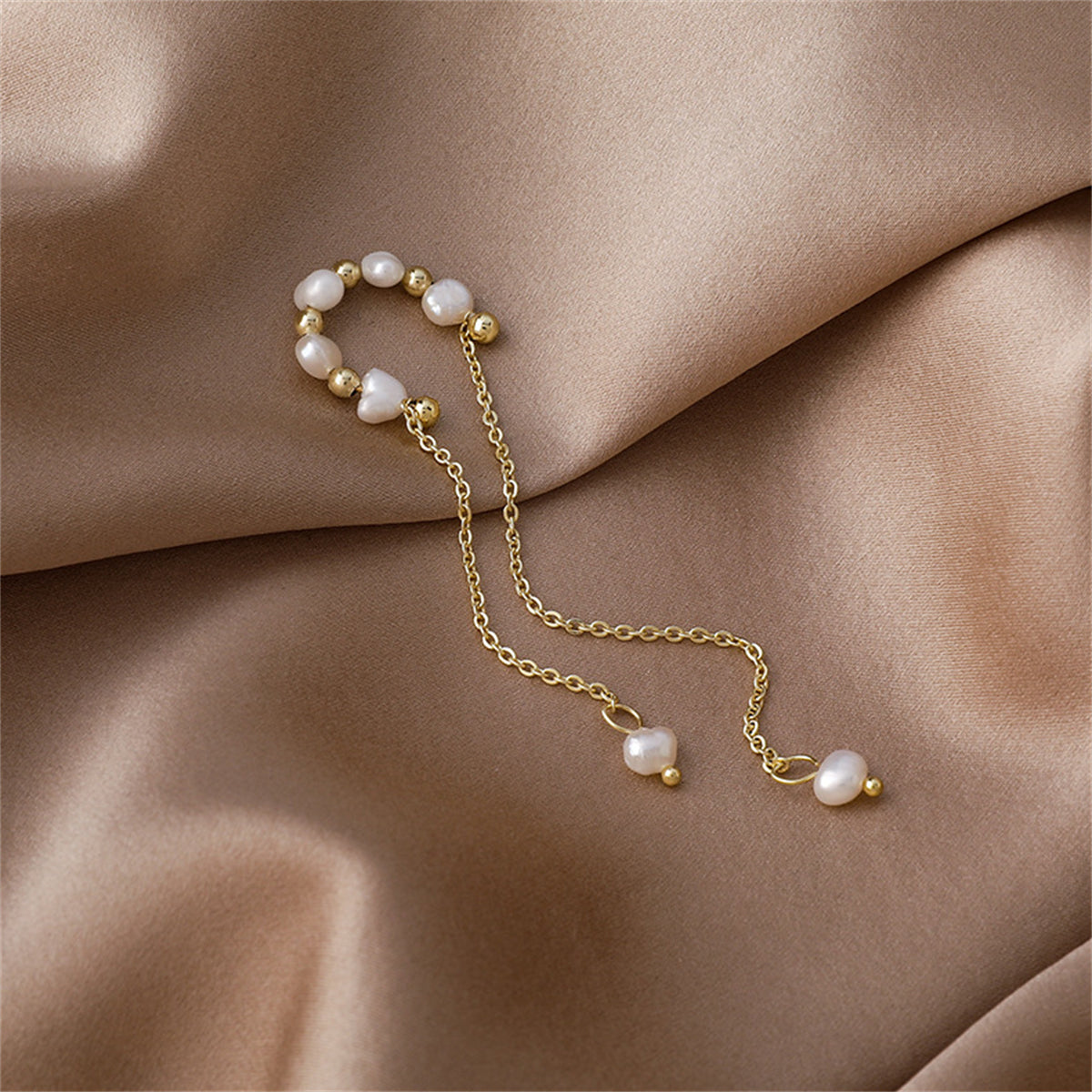Pearl & 18K Gold-Plated Tassel Ear Cuff