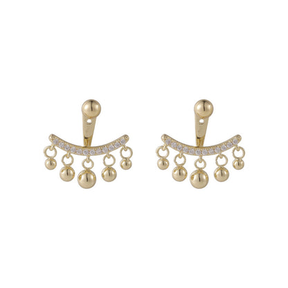 Cubic Zirconia & 18K Gold-Plated Ball Tassel Ear Jackets