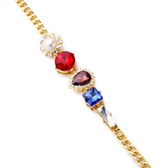 Red & 18K Gold-Plated Crystal Link Bracelet