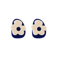 Blue & White Floral Stud Earrings