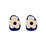 Blue & White Floral Stud Earrings